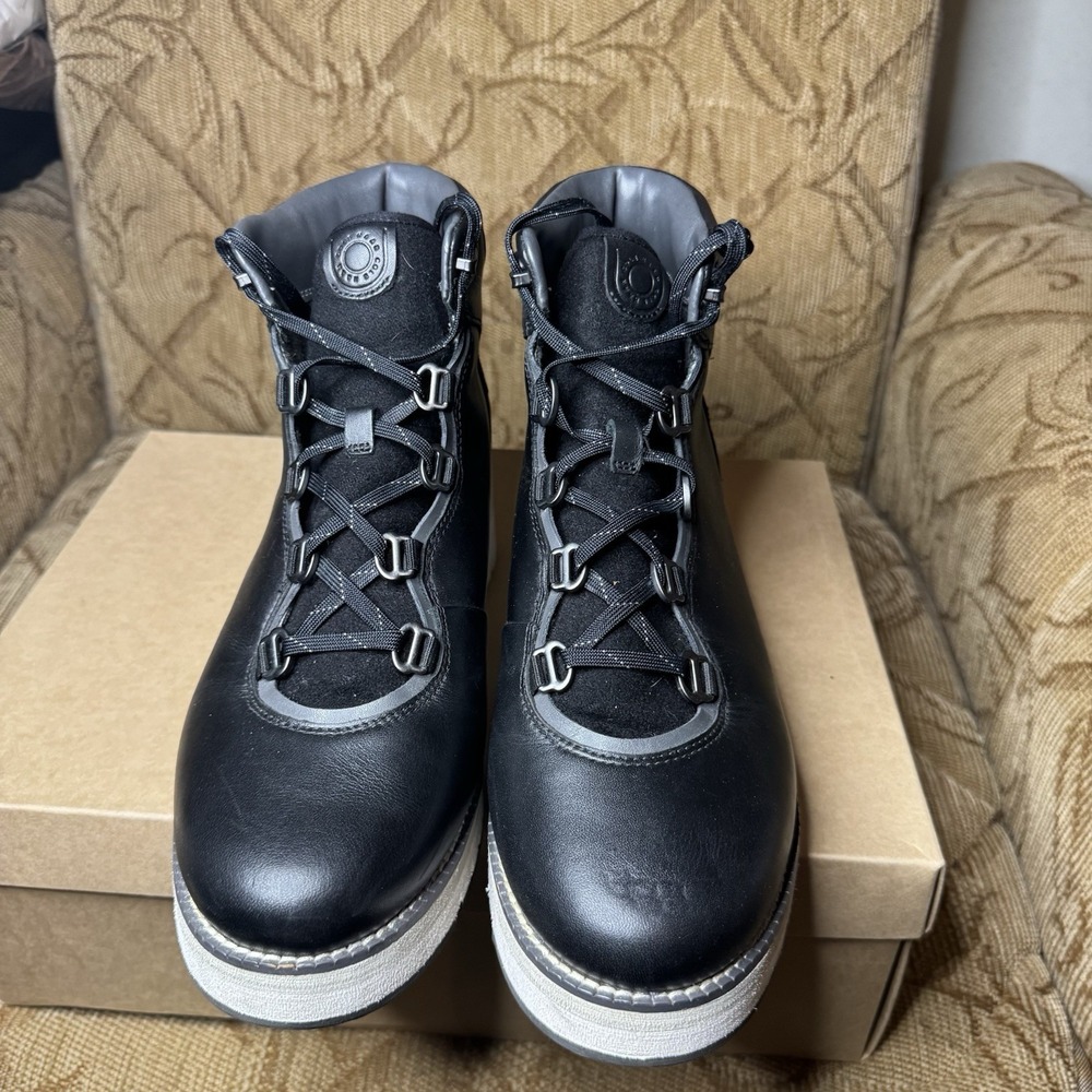 COLE HAAN ZEROGRAND CITY LACE UP Black Leather‎ Wedge Boots 10.5 B